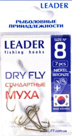 Крючок Leader Dry Fly Муха BN №12