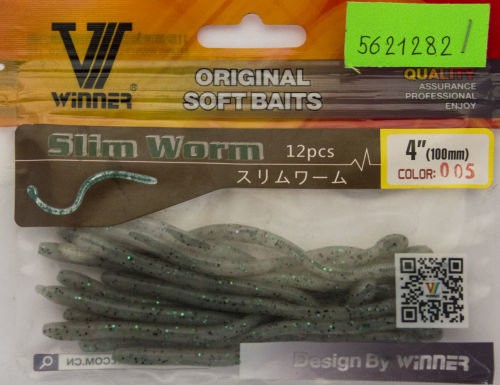 Силікон Winner Slim Worm TBR-022 4,0" 100мм 1,5 гр 12шт Col 005